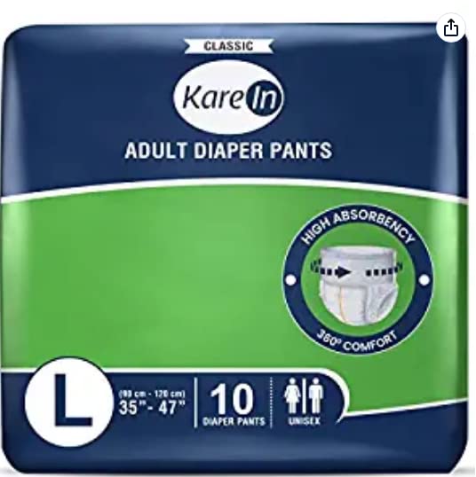 Adult Diaper Pants, Large, Unisex, Leakproof, Elastic Waist, Wetness Indicator W208623