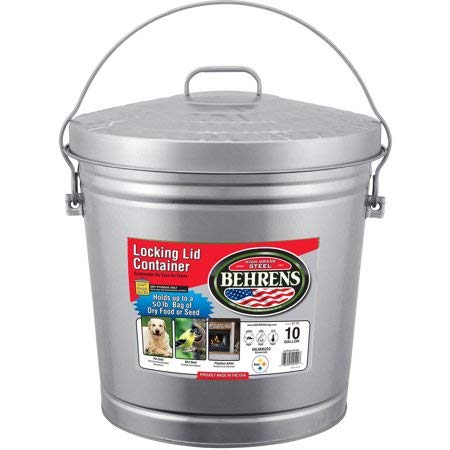 10 Gal Galvanized Steel Dry Storage Can with Locking Lid F8296