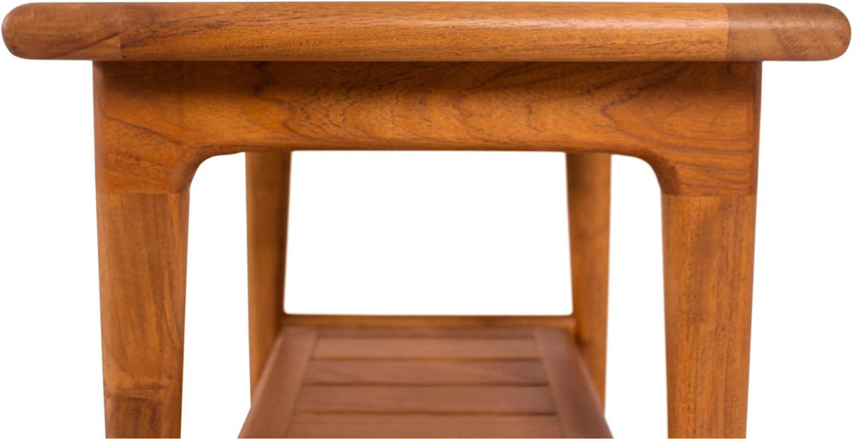 Teak Shower Bench with Shelf U7229