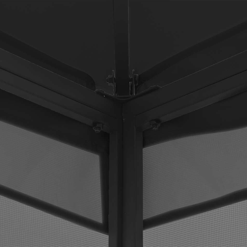 9.8'x9.8'x8.7' Anthracite Gazebo with Nets and Steel Frame Y1802