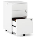 White 3 Drawer File Cabinet with Lock C30545