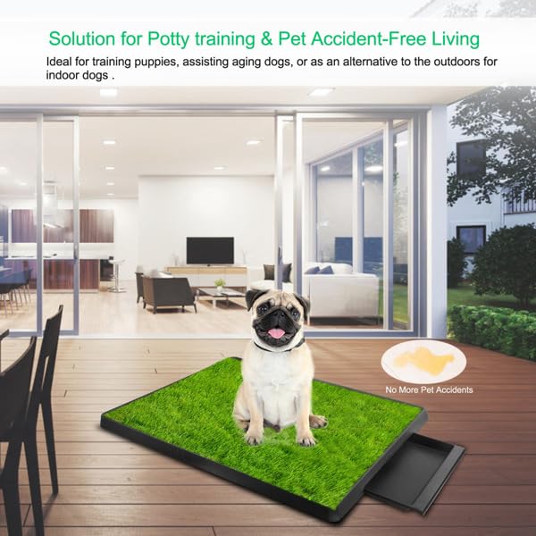 Indoor Outdoor Dog Potty with Artificial Turf Grass Mat 25x20 in D55568