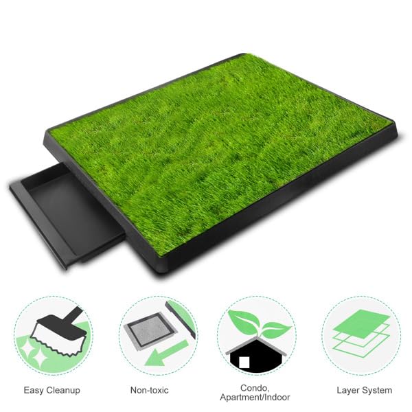 Indoor Outdoor Dog Potty with Artificial Turf Grass Mat 25x20 in D55568
