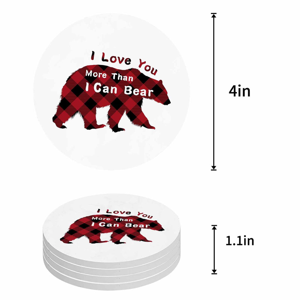 Christmas Bear Ceramic Coasters Set of 6 with Holder G5747