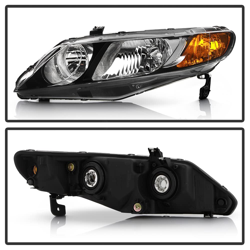 Black Factory Style Headlights Headlamps Left+Right W80782