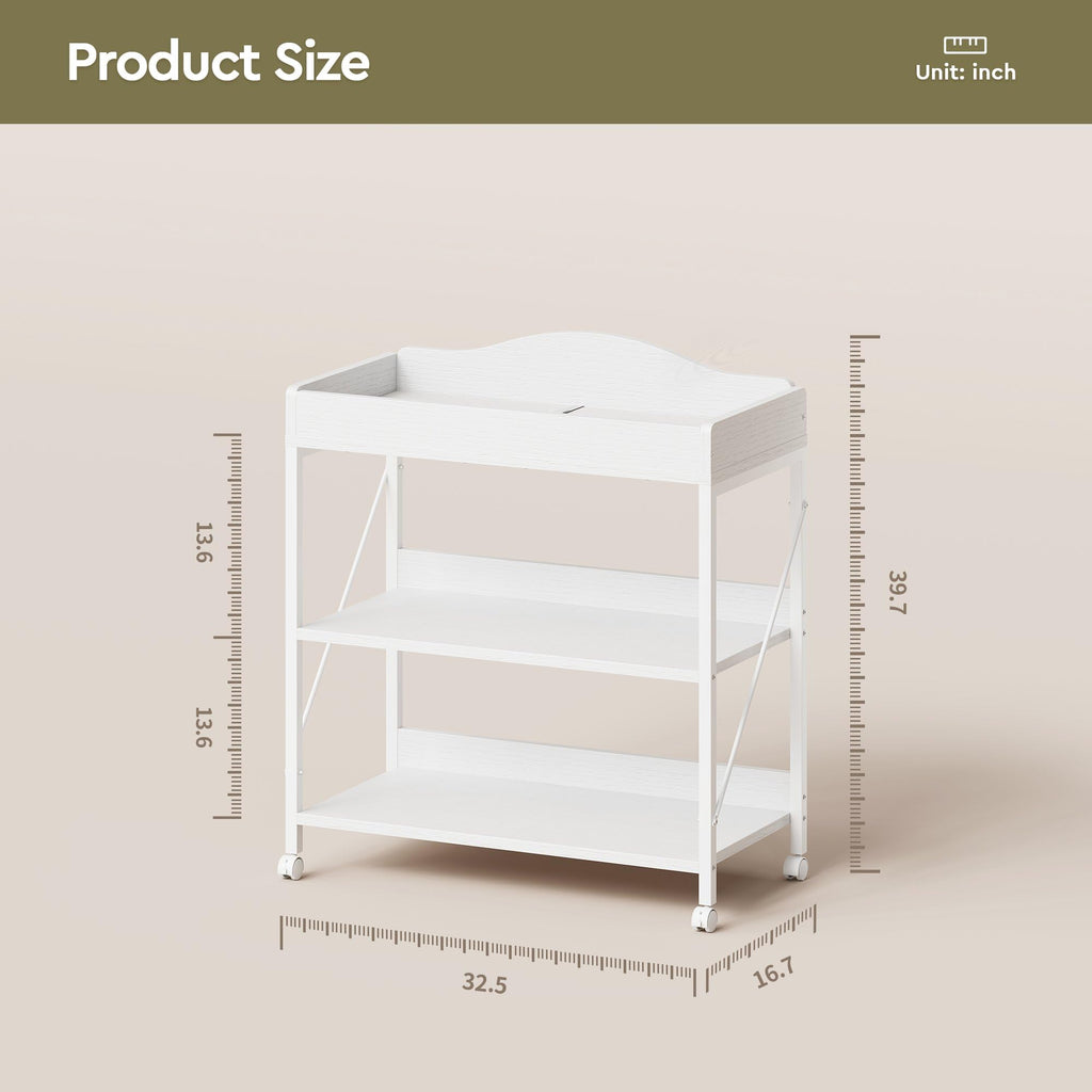 White Baby Changing Table with Pad W86169
