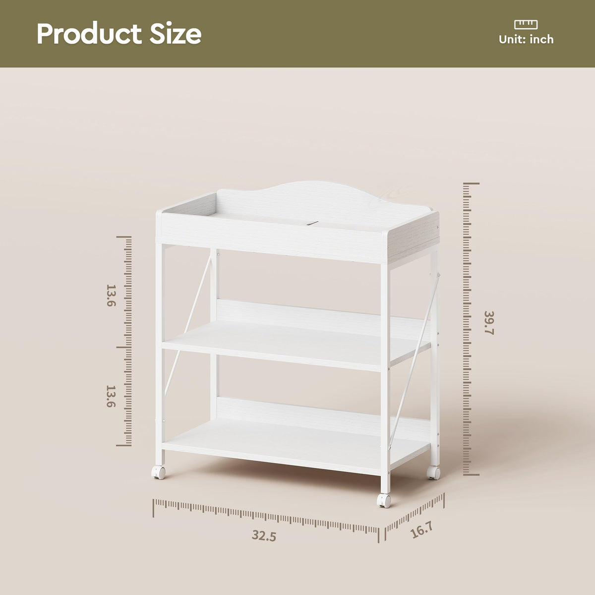 White Baby Changing Table with Pad W86169
