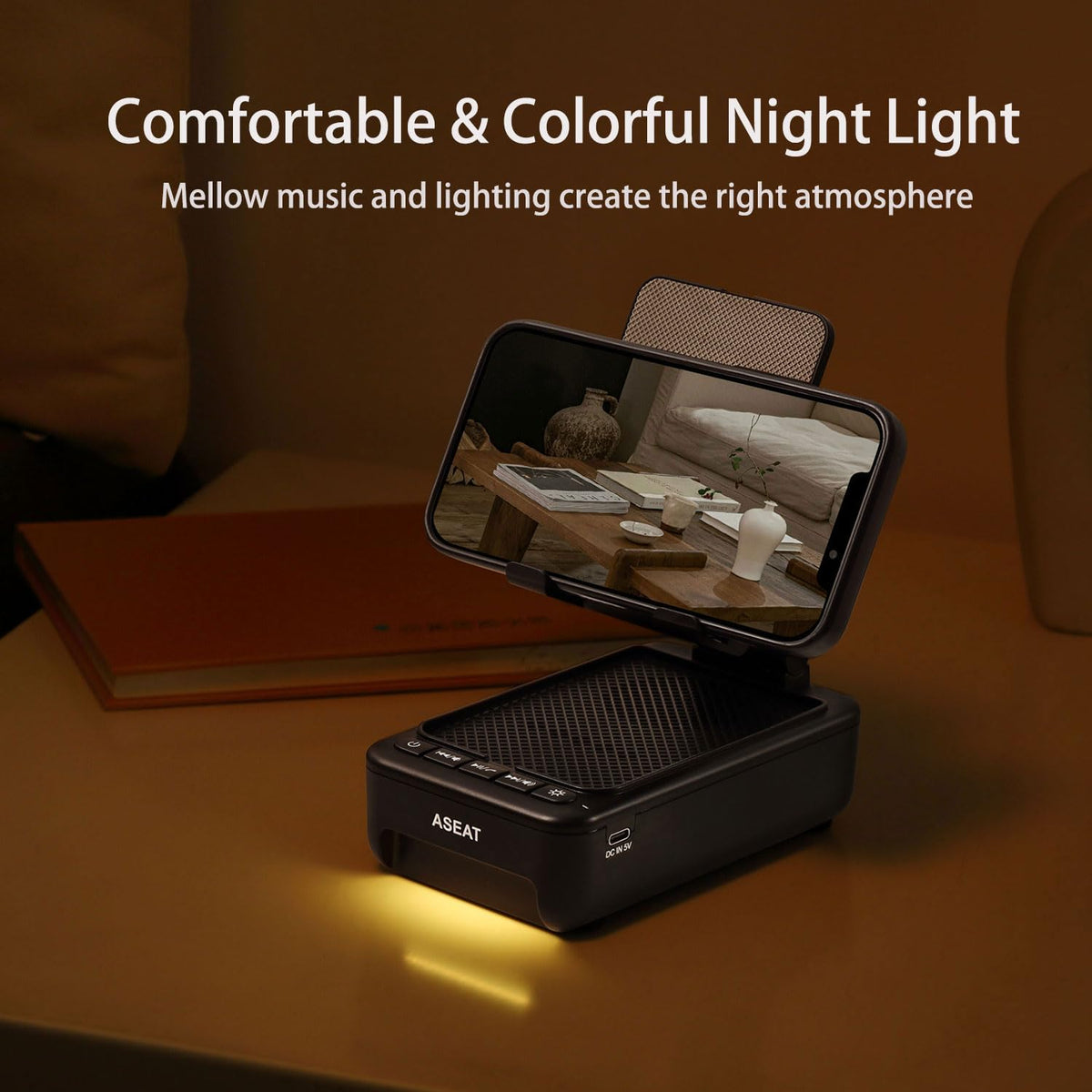 Cell Phone Stand with Bluetooth Speaker and LED Light T6470