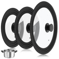 3 Pc Tempered Glass Pot Lids with Silicone Rim W354293