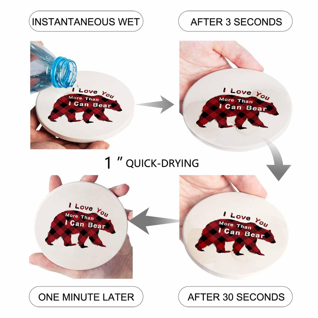 Christmas Bear Ceramic Coasters Set of 6 with Holder G5747