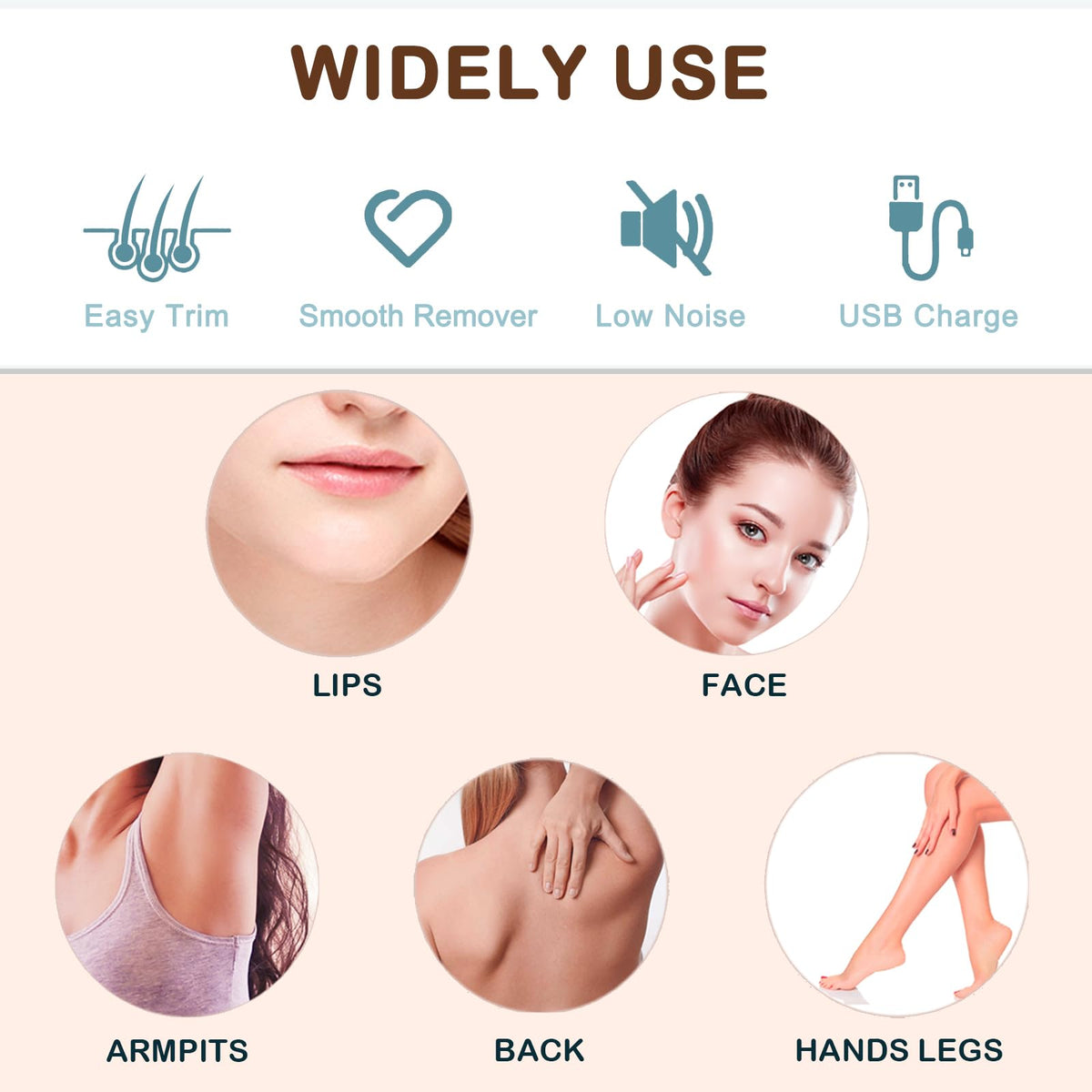 Womens Painless Electric Facial Hair Remover I23706