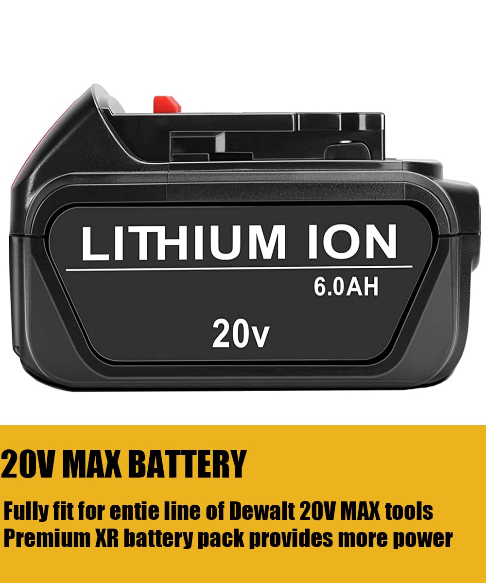 2 Pack 6.0Ah Replace Battery for 20V MAX Cordless Power Tools O8296
