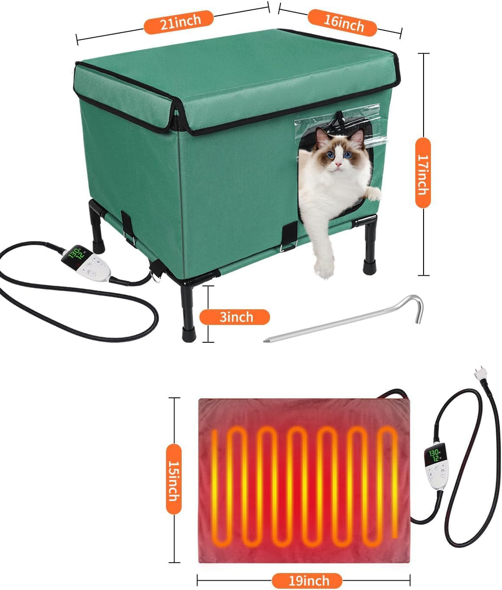 21" Heated Cat House with Heating Pet Pad H3813