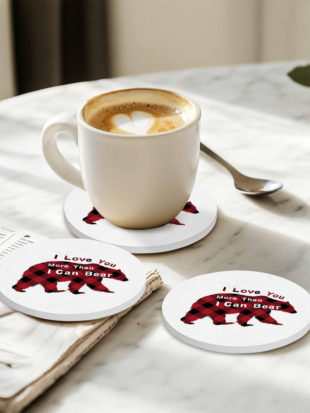 Christmas Bear Ceramic Coasters Set of 6 with Holder G5747