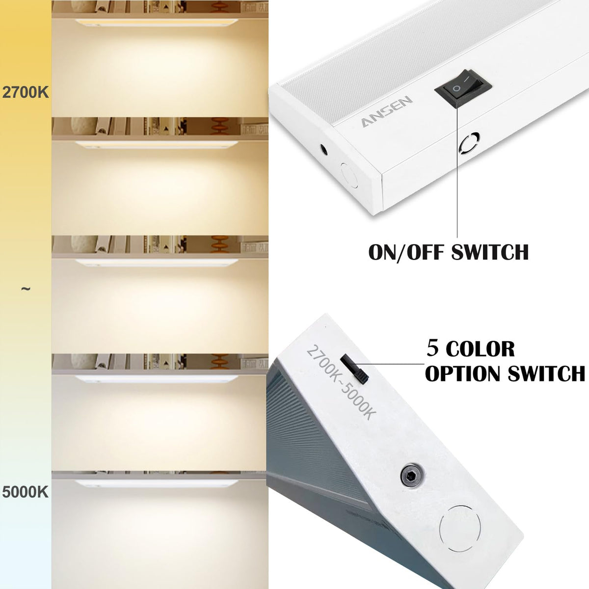 2 Packs Under Cabinet Lighting, 24in 18W Dimmable LED Light, 5 Color Temperature O905056