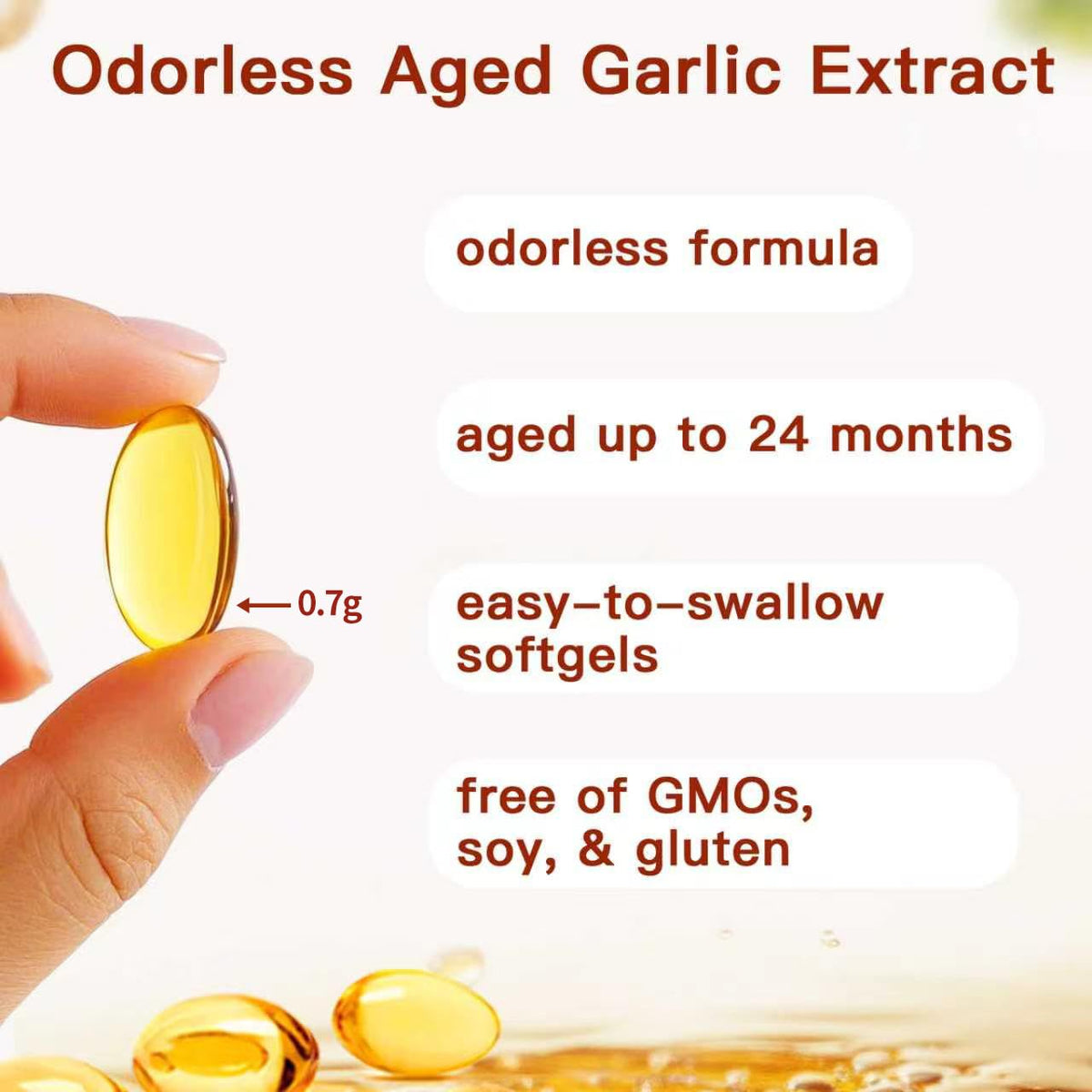 Odorless Organic Garlic Capsules 300 Count I760