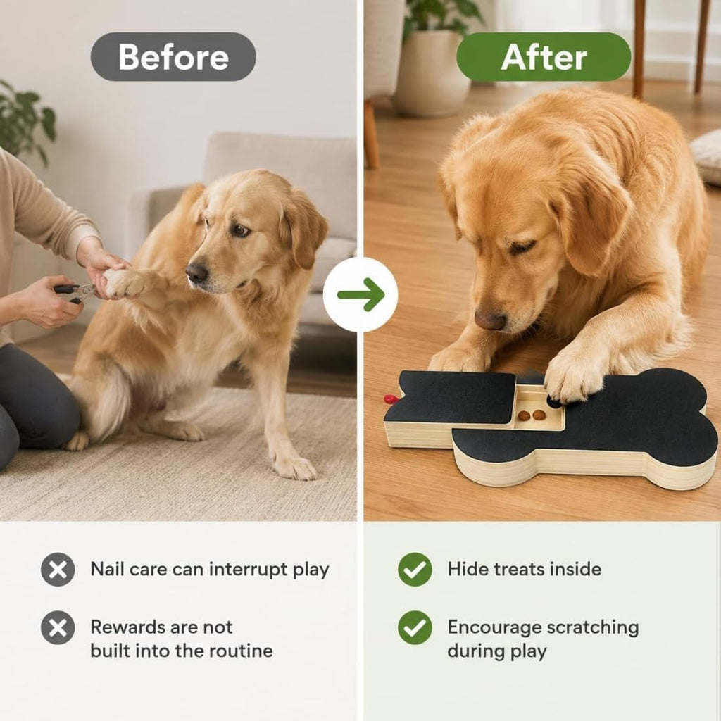Wooden Dog Nail Scratch Board with Treat Dispenser Z289