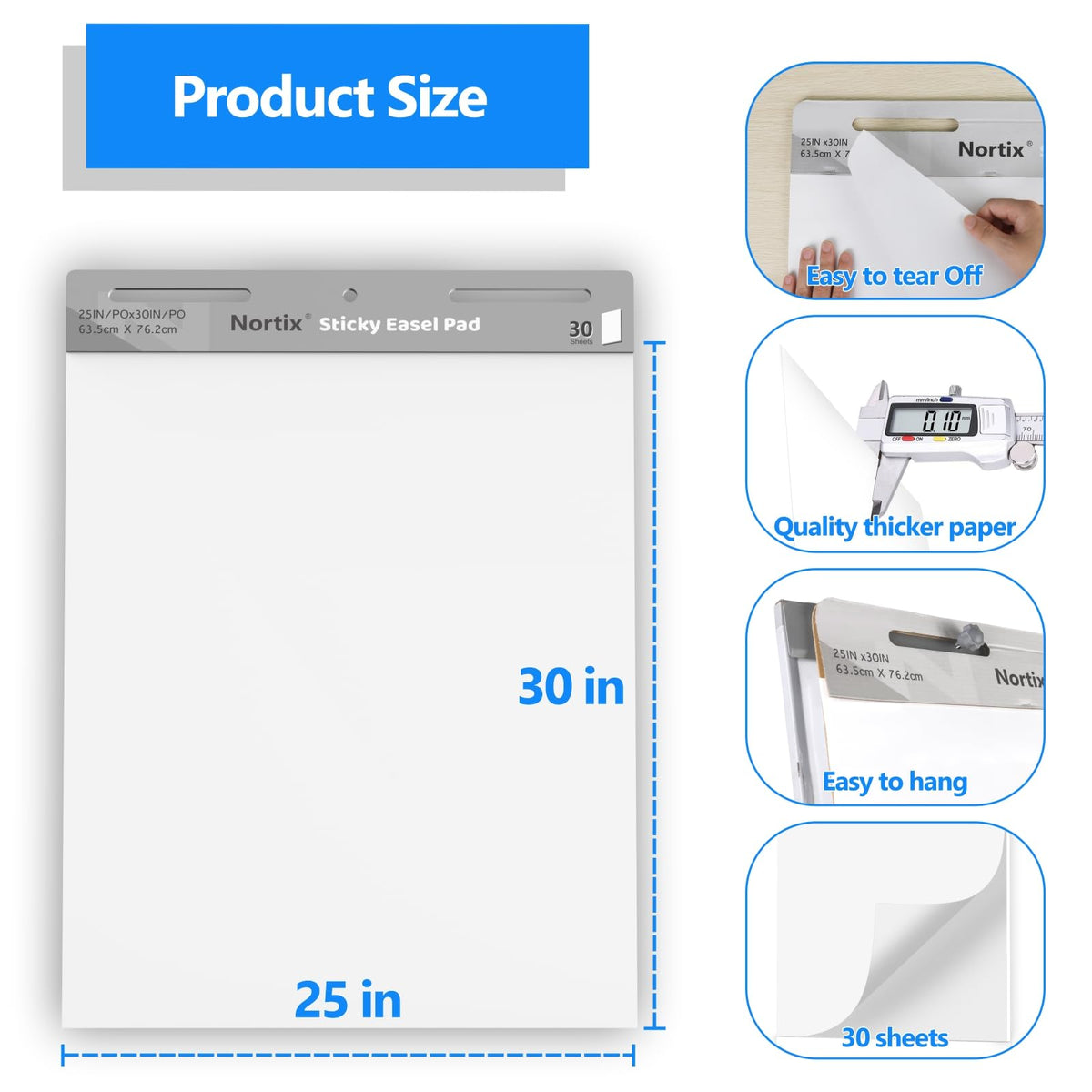 Sticky Easel Pads, 25 x 30 inch, 30 Sheets/Pad, 8 Pads H130751