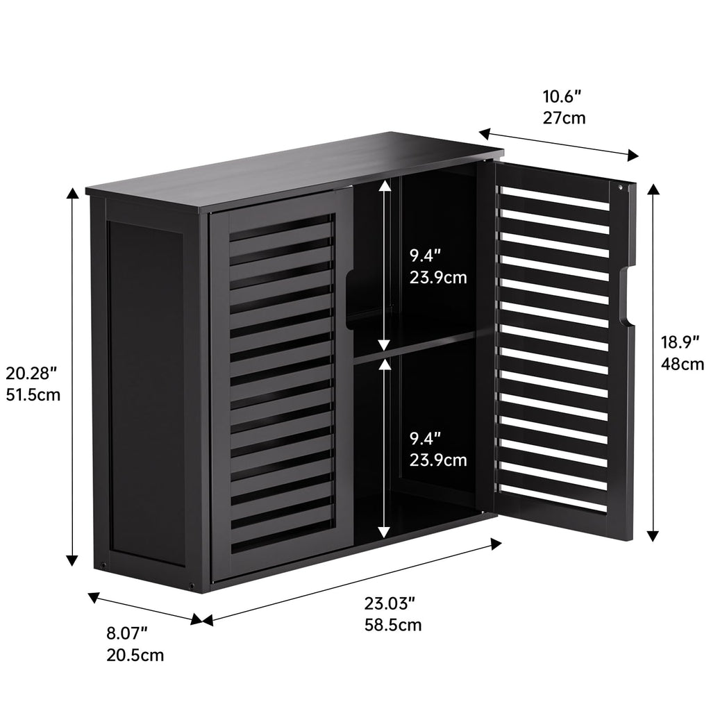 Black Bathroom Storage Cabinet with Adjustable Shelf O6530