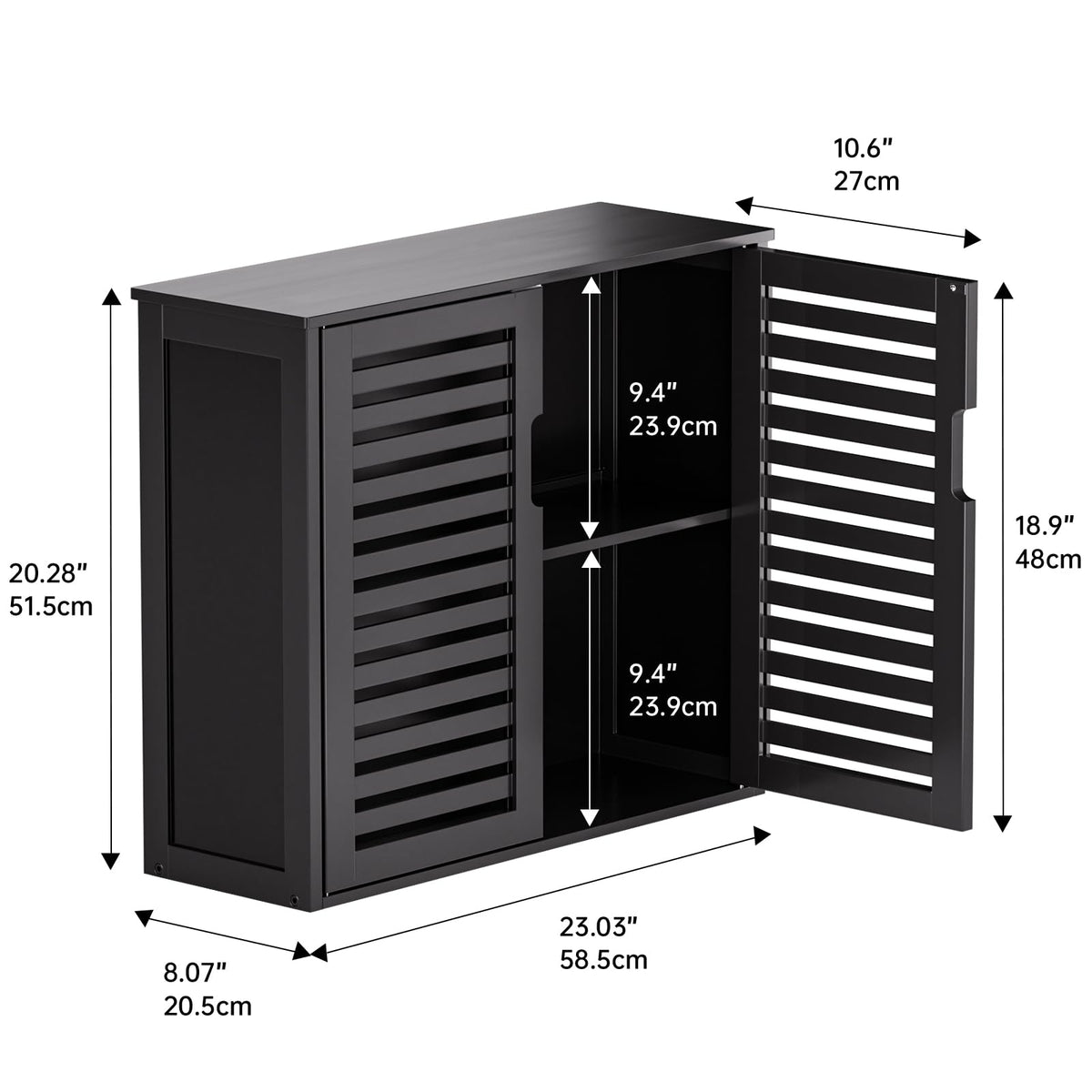 Black Bathroom Storage Cabinet with Adjustable Shelf O6530