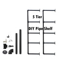Industrial Wall Mount Iron Pipe Shelf 2Pcs 5 Tier T4731