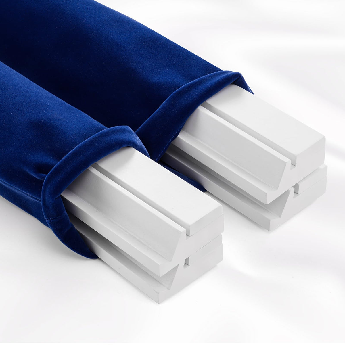Blue Velvet Drawstring Storage Bag with 2 Compartments W471