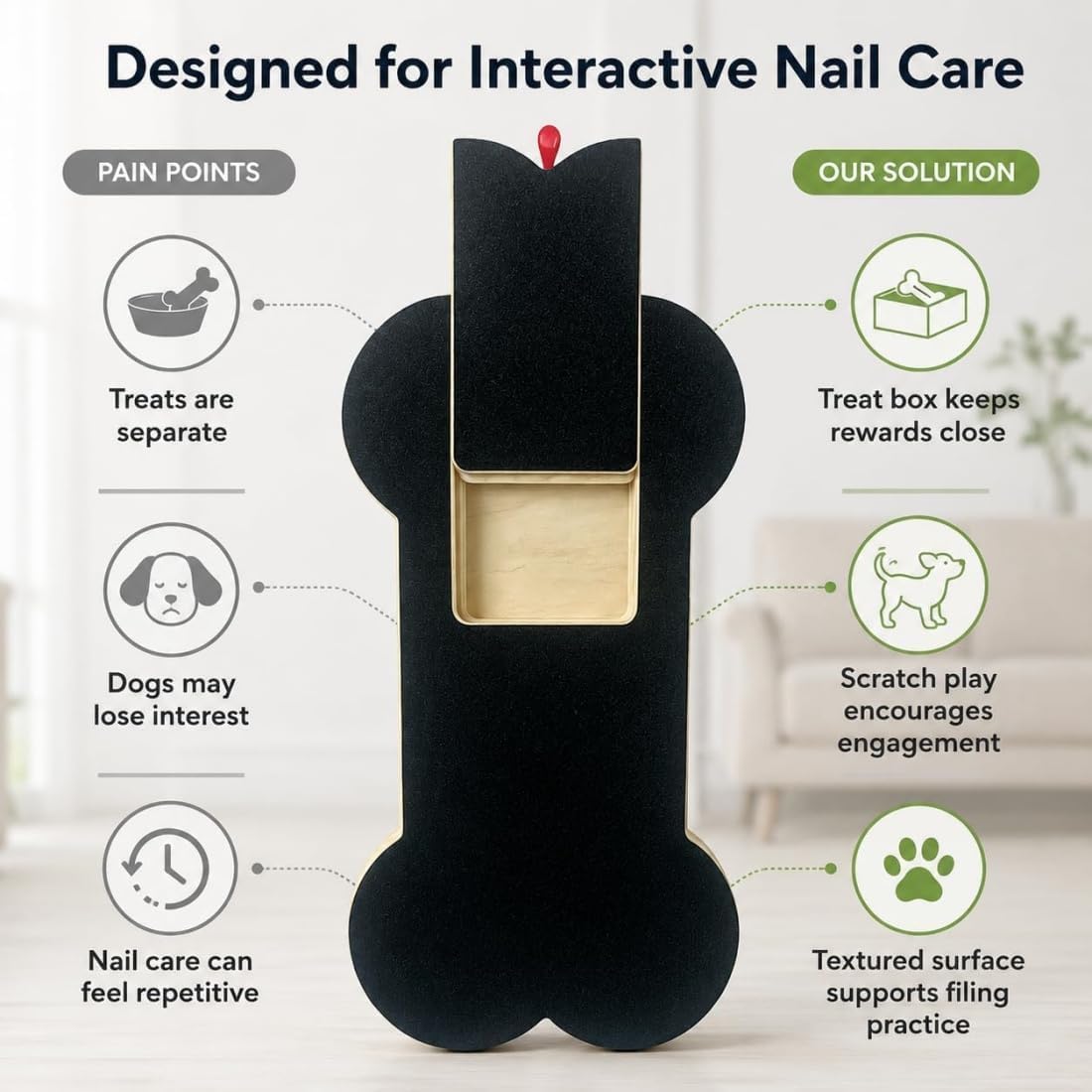 Wooden Dog Nail Scratch Board with Treat Dispenser Z289
