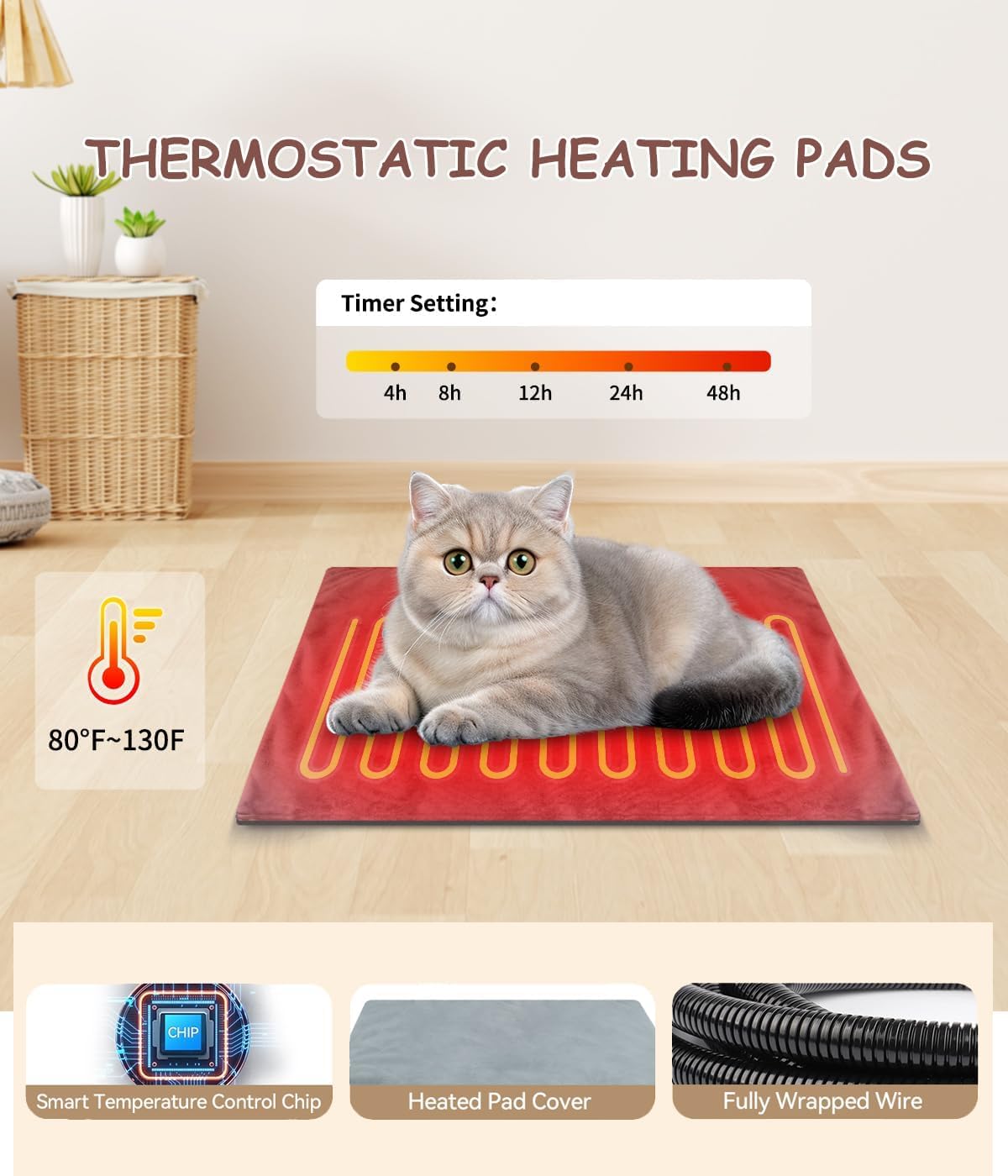21" Heated Cat House with Heating Pet Pad H3813