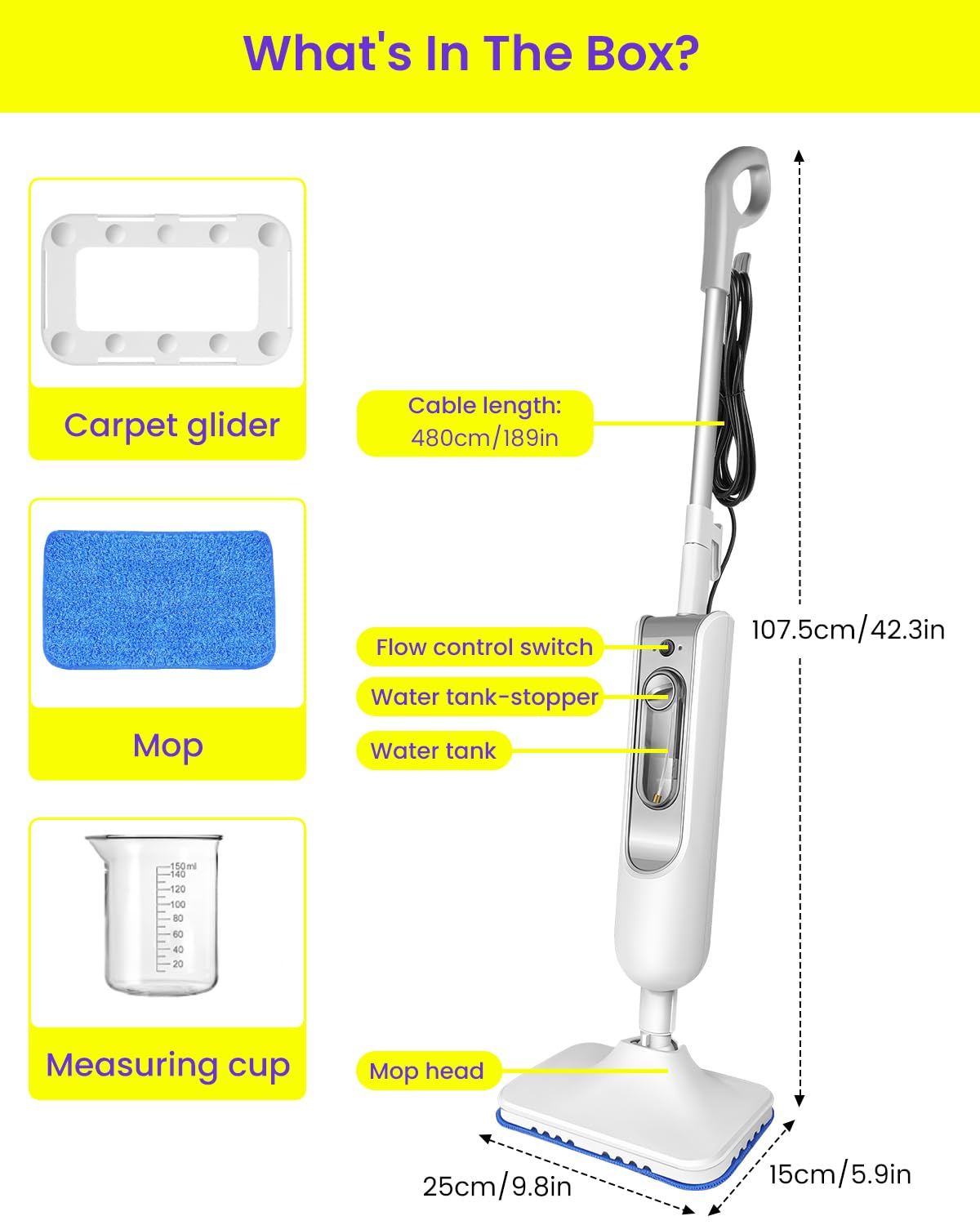 1500W Steam Mop for Hardwood and Tile B47103