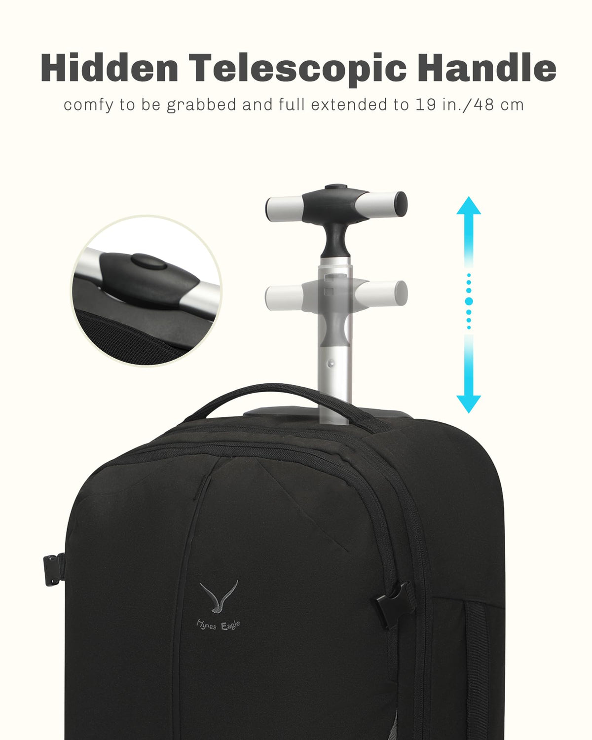 Rolling Backpack with Wheels 43L with Personal Item Bag Z180