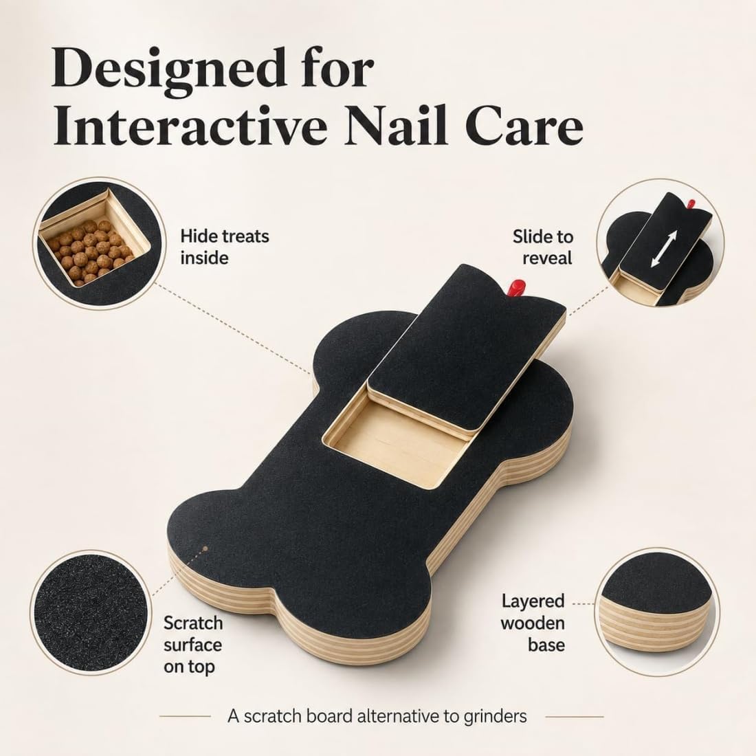 Wooden Dog Nail Scratch Board with Treat Dispenser Z289