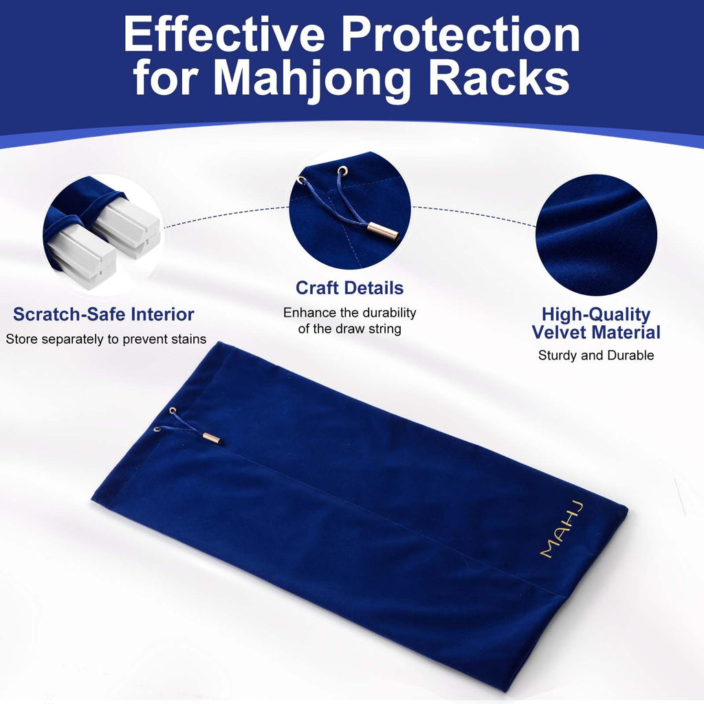 Blue Velvet Drawstring Storage Bag with 2 Compartments W471