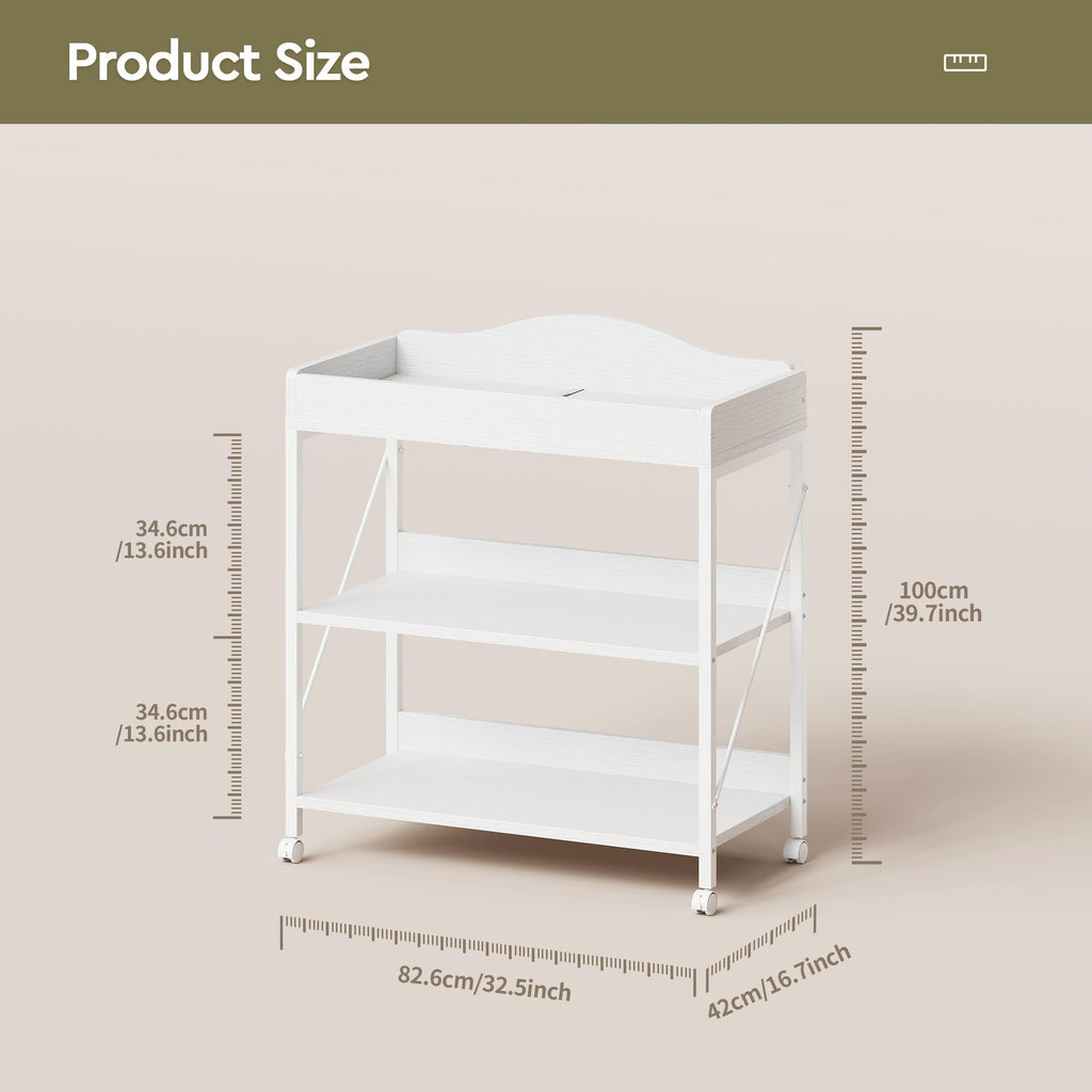 White Baby Changing Table with Pad W86169