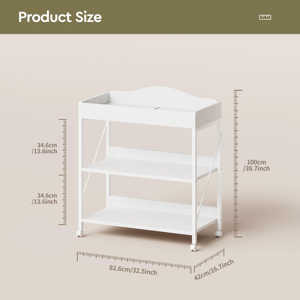 White Baby Changing Table with Pad W86169