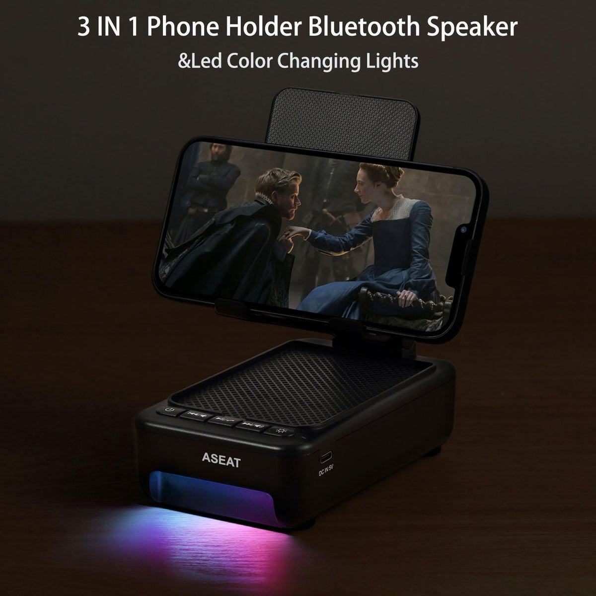 Cell Phone Stand with Bluetooth Speaker and LED Light T6470