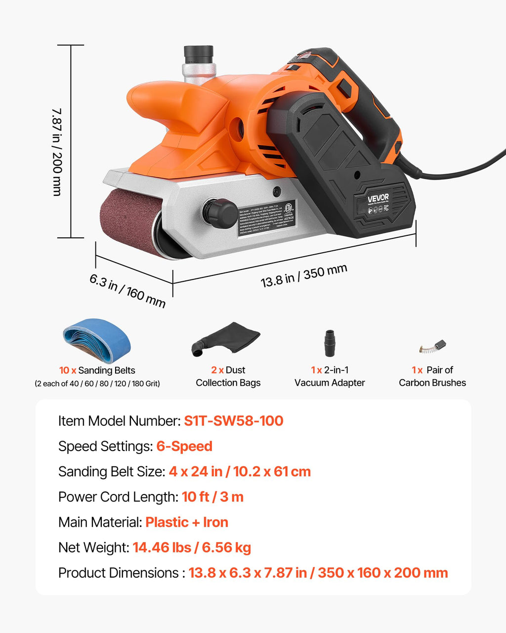 11.5A 4" x 24" Variable Speed Belt Sander O25851