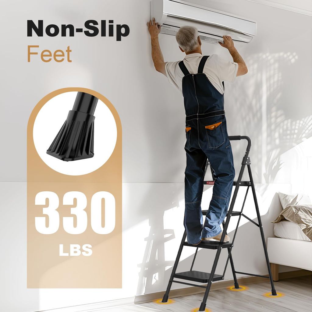 4 Step Ladder with Anti-Slip Pedal and Cushioned Handle W7139