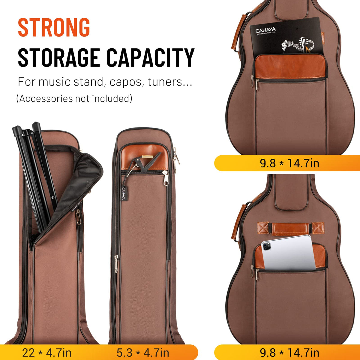 40 41 42 In 6 Pockets Water Resistent Oxford Cloth Padded Guitar Bag W9974