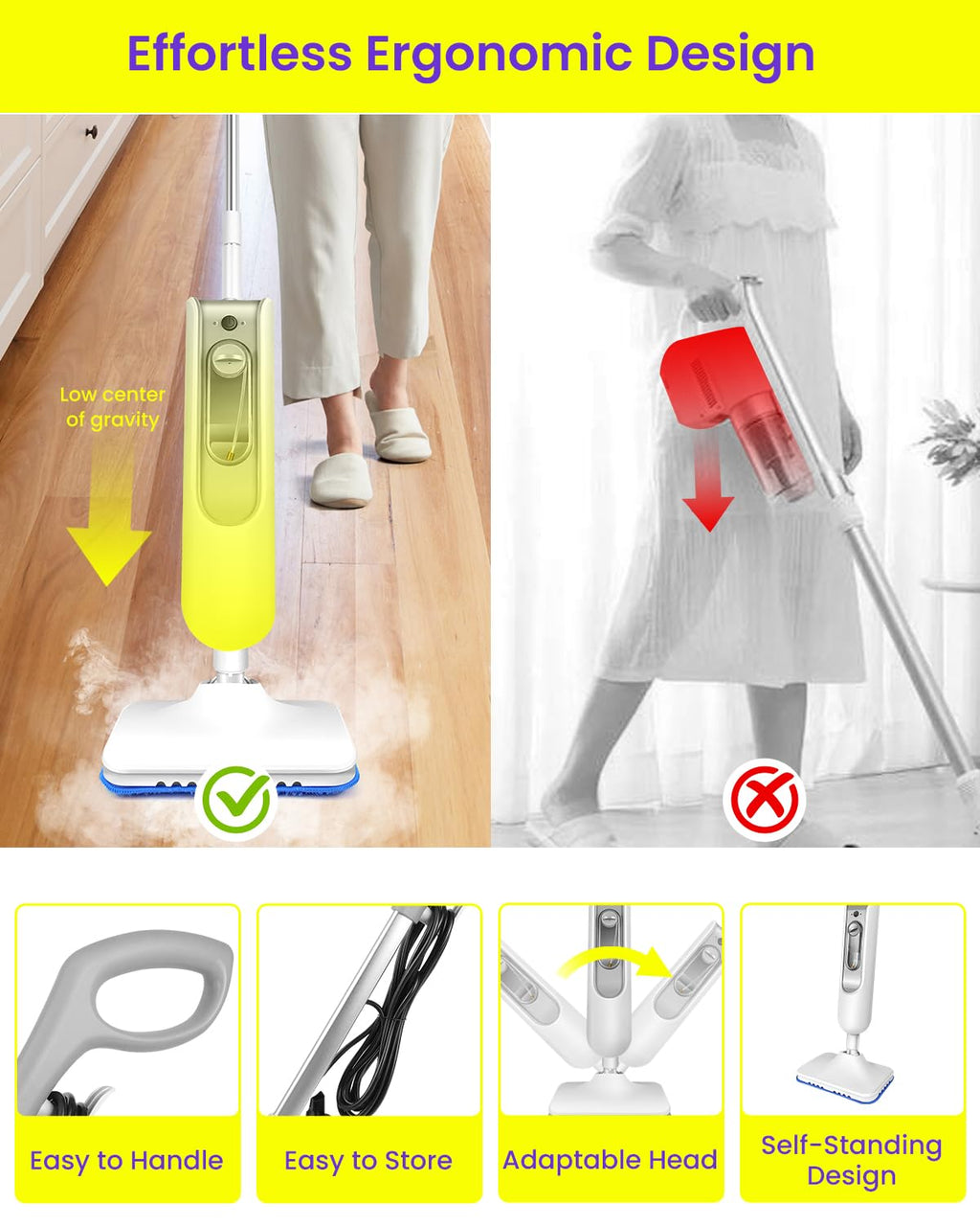1500W Steam Mop for Hardwood and Tile B47103