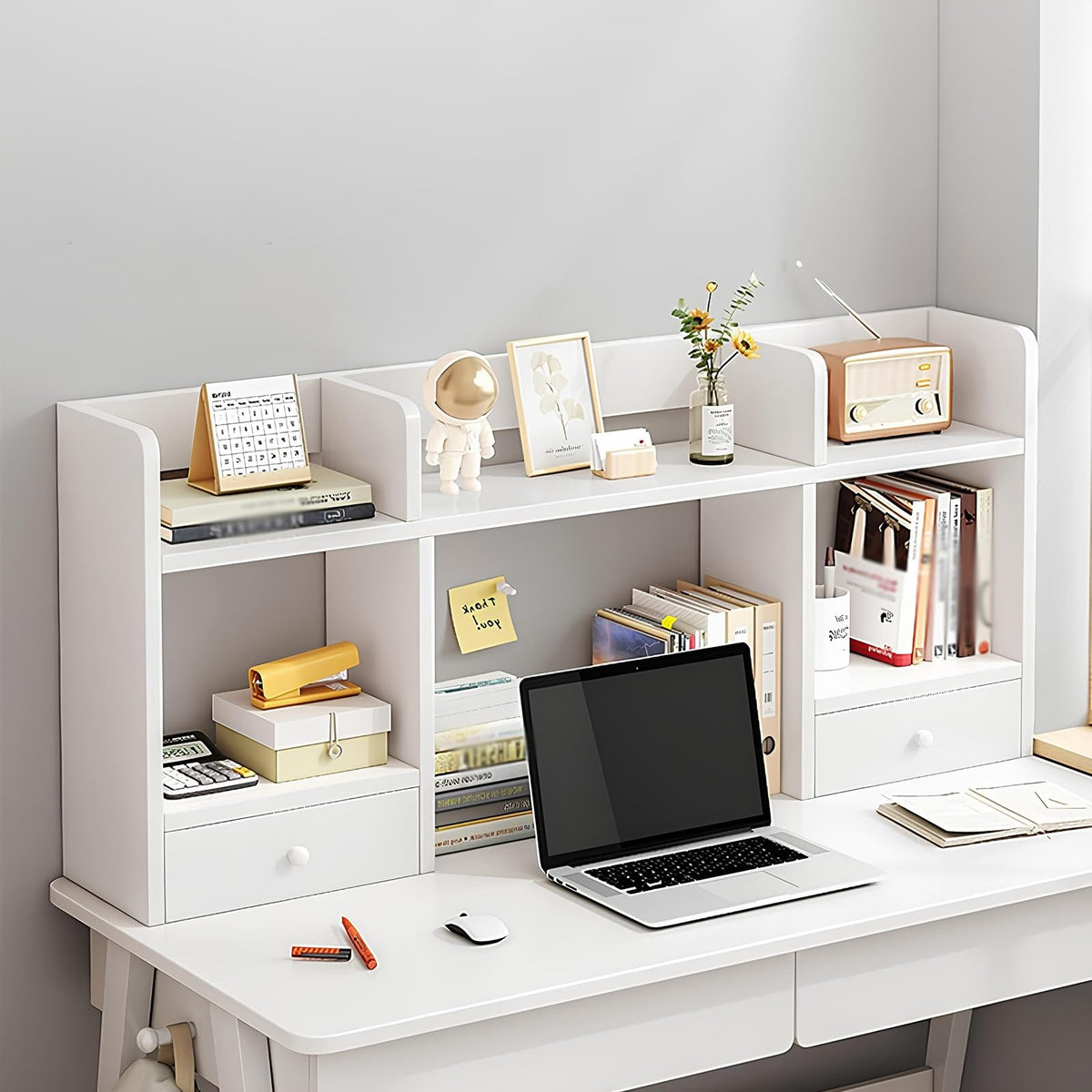 White Desktop Bookshelf Wood Storage Rack G31110