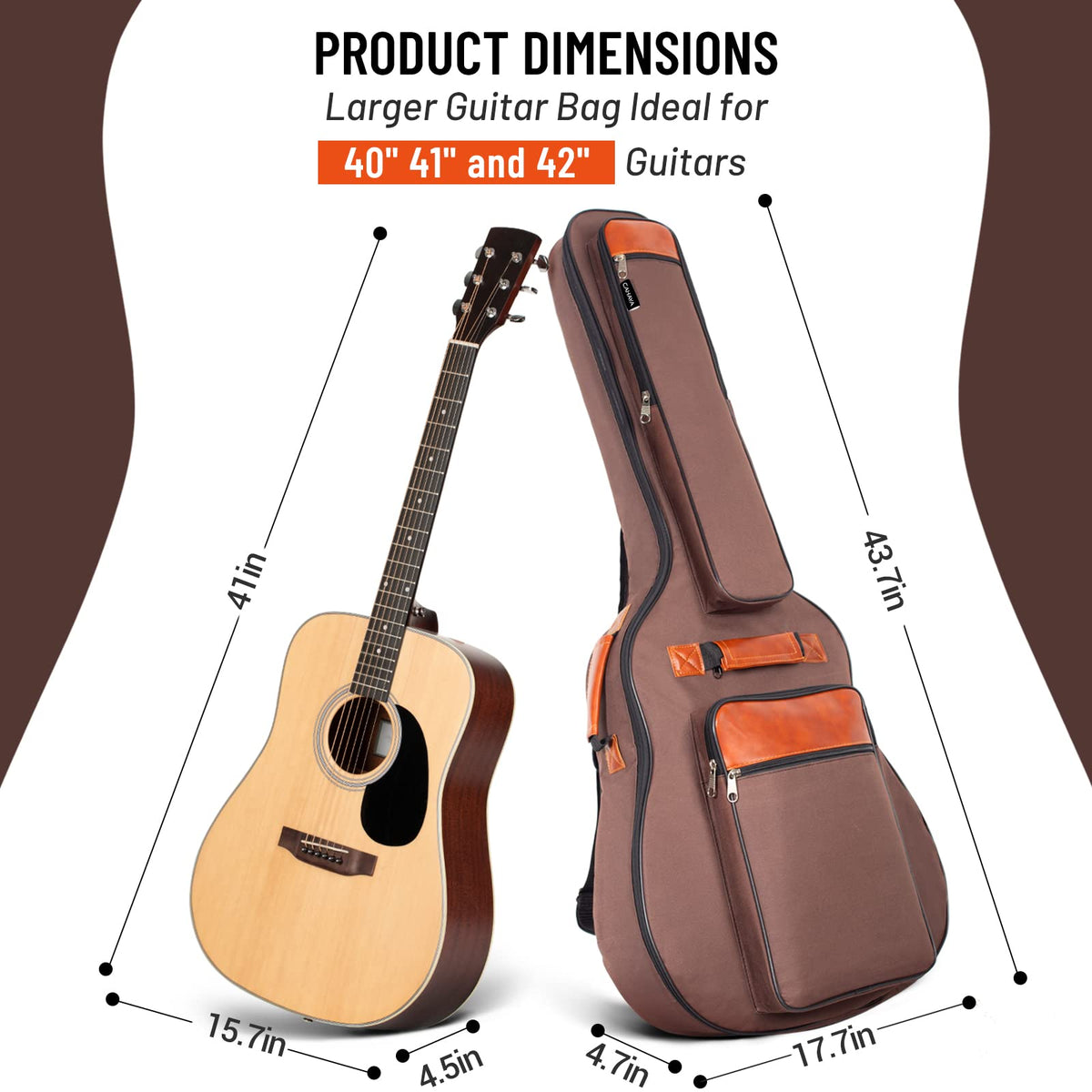 40 41 42 In 6 Pockets Water Resistent Oxford Cloth Padded Guitar Bag W9974