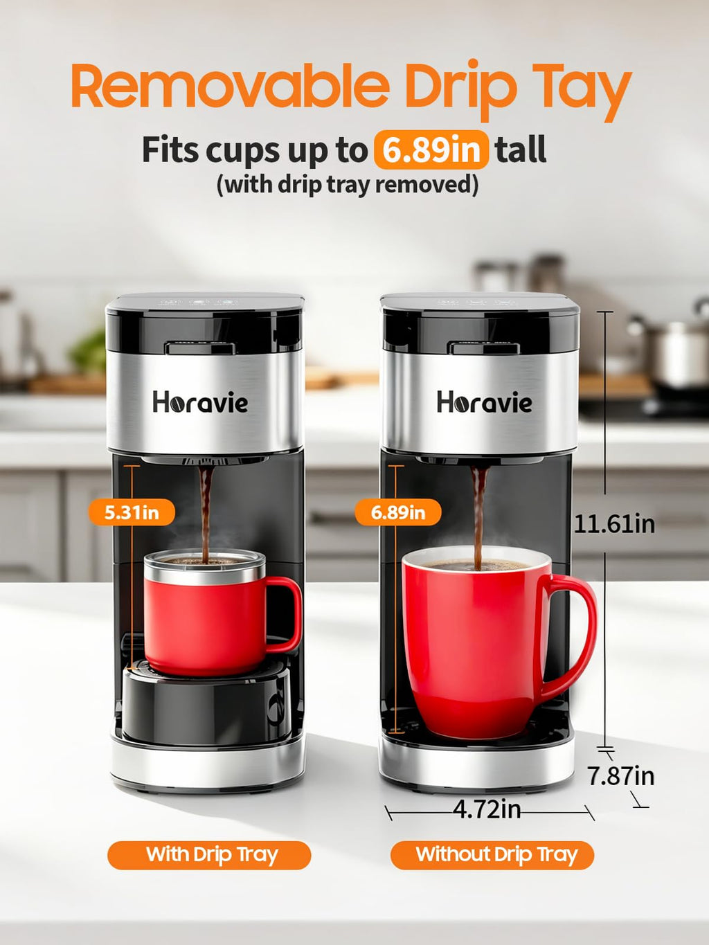 Single Serve Coffee Maker, 6 to 14 Oz, Black C65085
