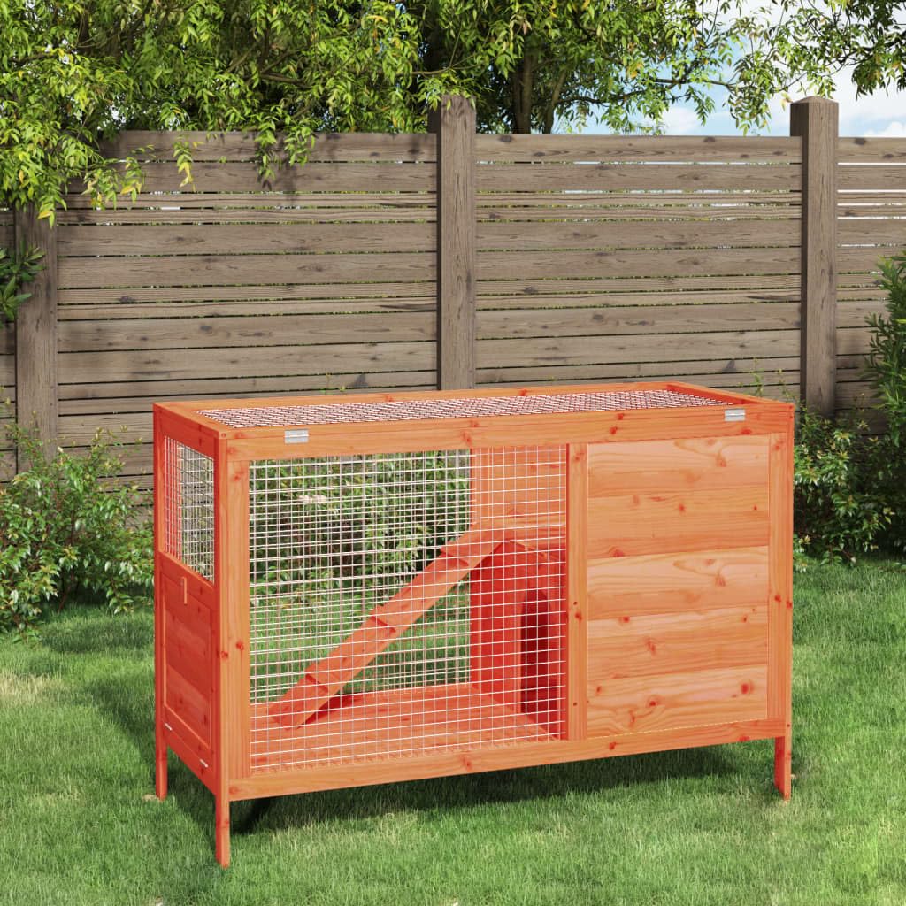 Wooden 2 Tier Small Animal Cage 40.6 Inch Brown V8624