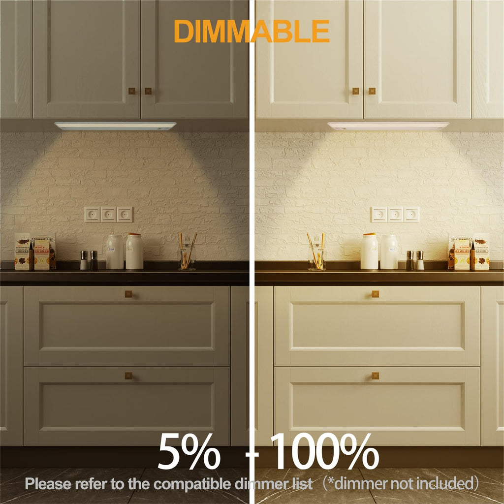 2 Packs Under Cabinet Lighting, 24in 18W Dimmable LED Light, 5 Color Temperature O905056