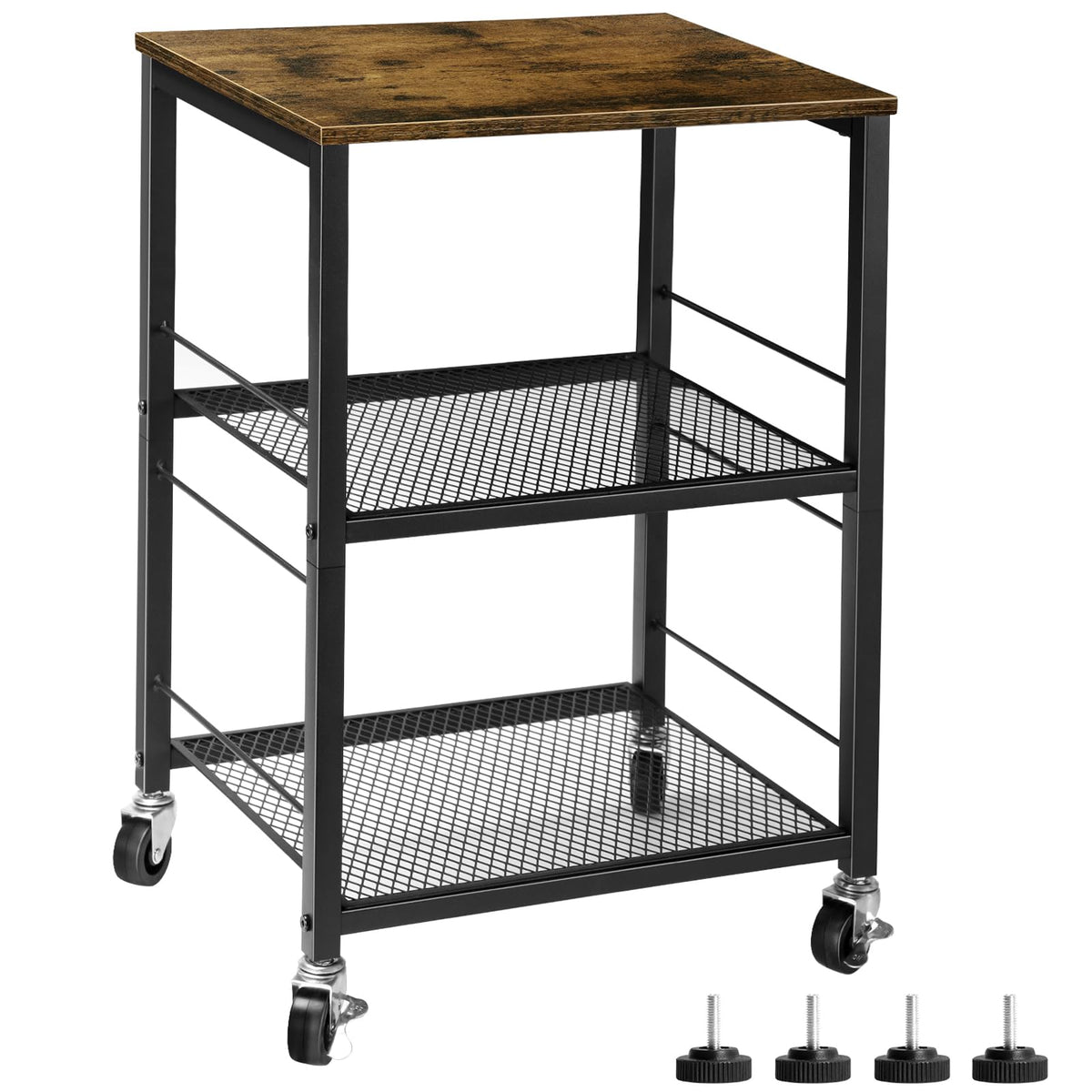 Small 3 Tier Wood Side Table with Metal Frame T703