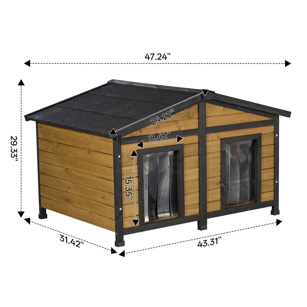 Large Wooden 2-Tier Rabbit Cage with Waterproof Roof X453034