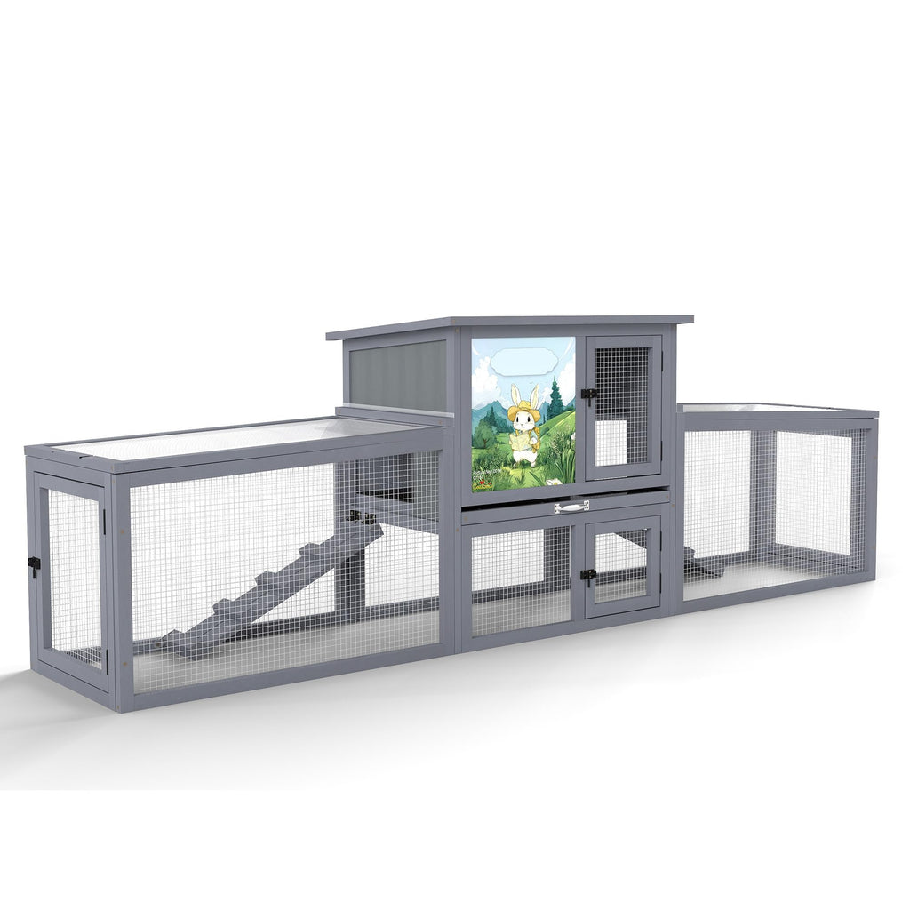 Large Wood Rabbit Hutch with Removable Tray I776
