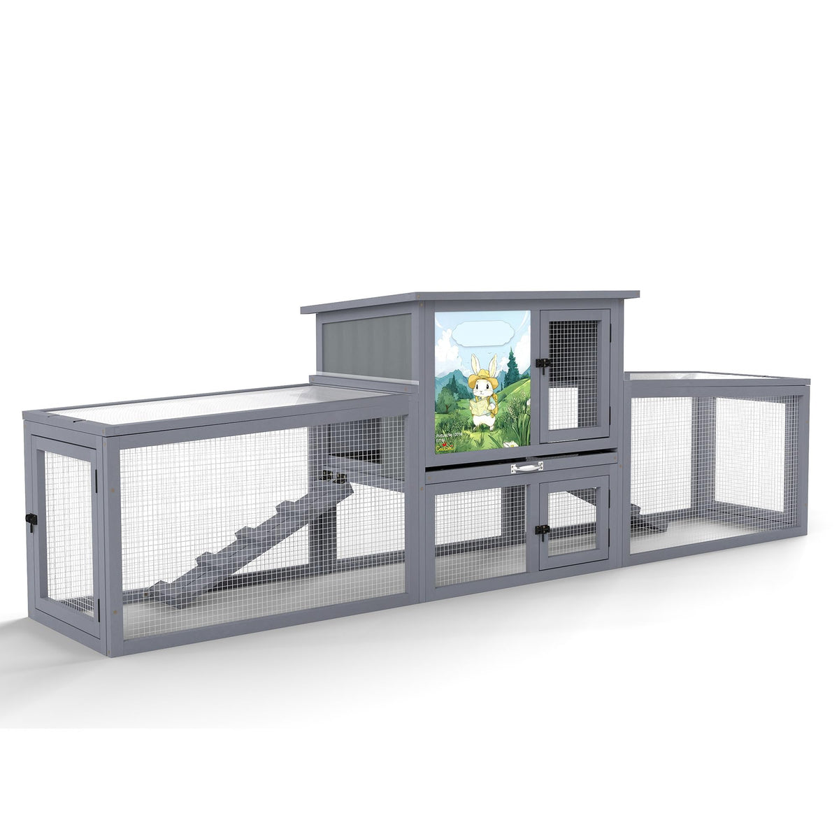 Large Wood Rabbit Hutch with Removable Tray I776