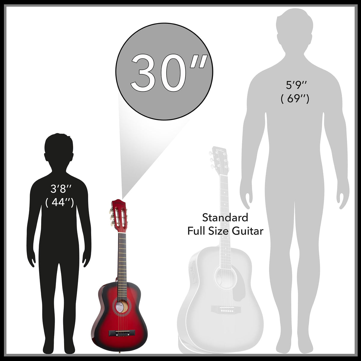 30-inch Kids Acoustic Guitar Beginner Kit with Gig Bag N834258