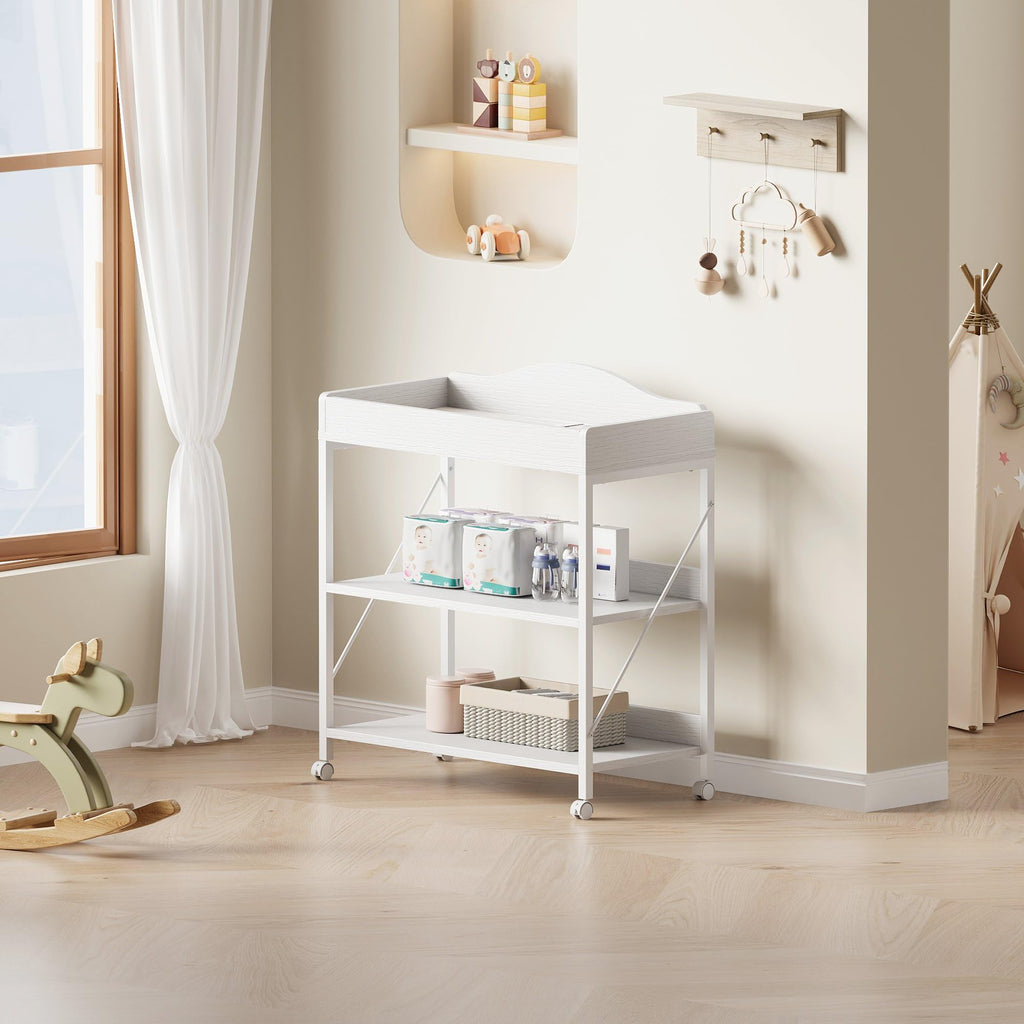 White Baby Changing Table with Pad W86169